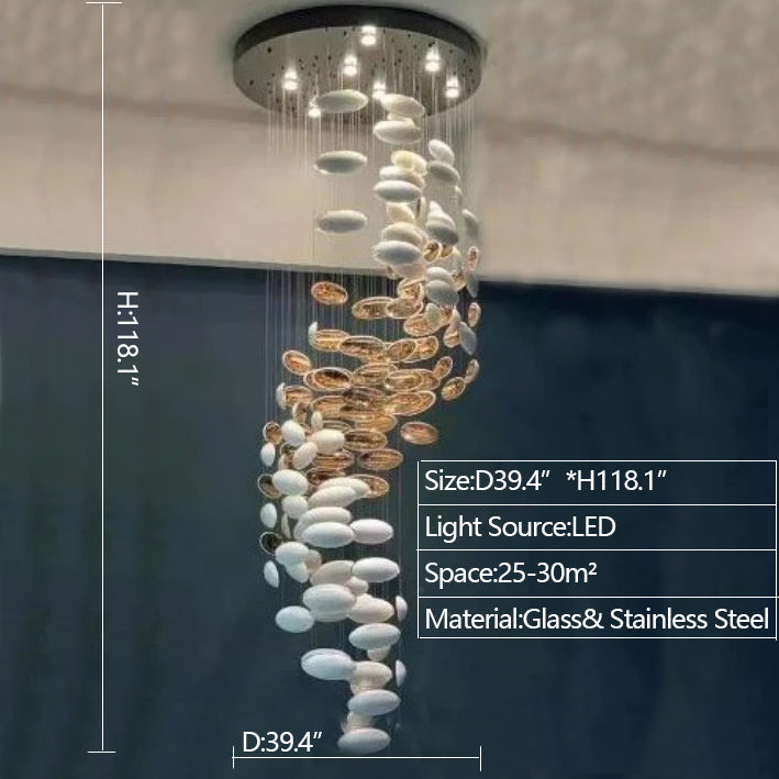 D39.4"*H118.1" oversize  spin stairwell light fixture for luxury villa's staircase/foyer/entryway/hallyway.hotel lobby.