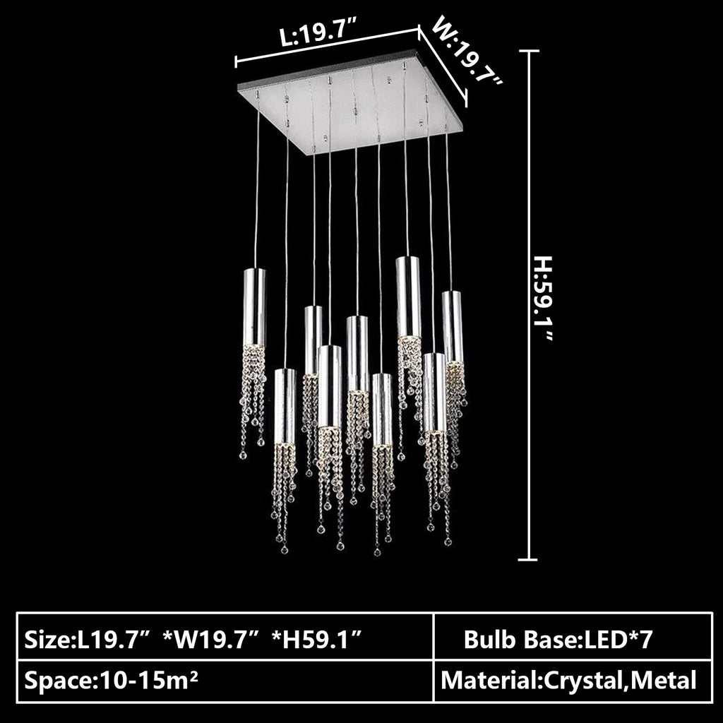 7 LIGHTS LED BULB L19.7"*W19.7"*H59.1" square and rectangle pendant light fixture for kitchen island/dining table/coffee table/bar