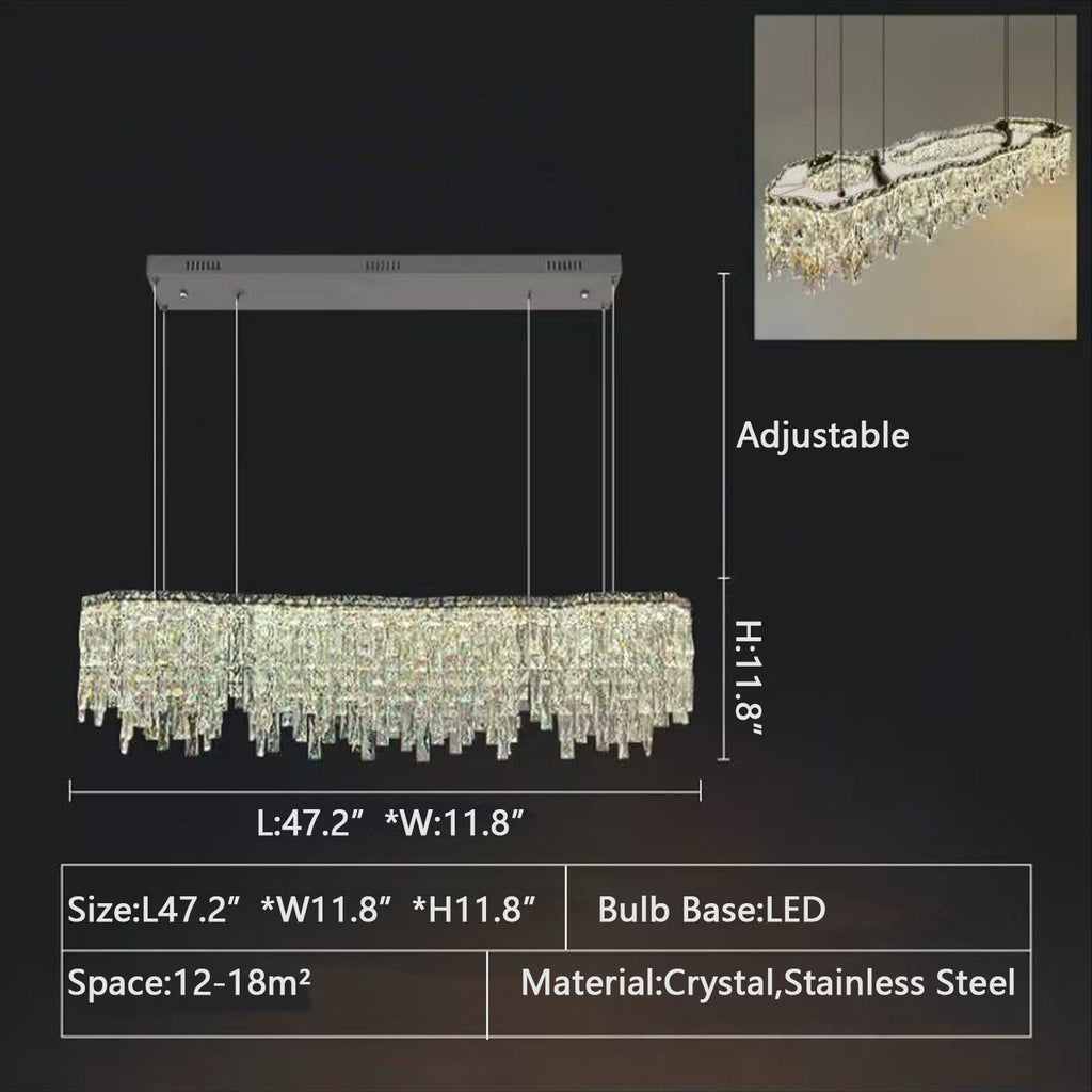 Oval: L47.2"*W11.8"*H11.8"  oval, light luxury, post-modern, atypical, crystal, irregular, dining table,kitchen island,