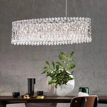 Modern Fashion Extra Large Oval Crystal Pendant Chandelier for Dining Room   oversized,  stainless steel, lioving room