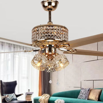 European Style Oversize Luxury Fan Light Crystal Chandelier for Living Room/Dining Room