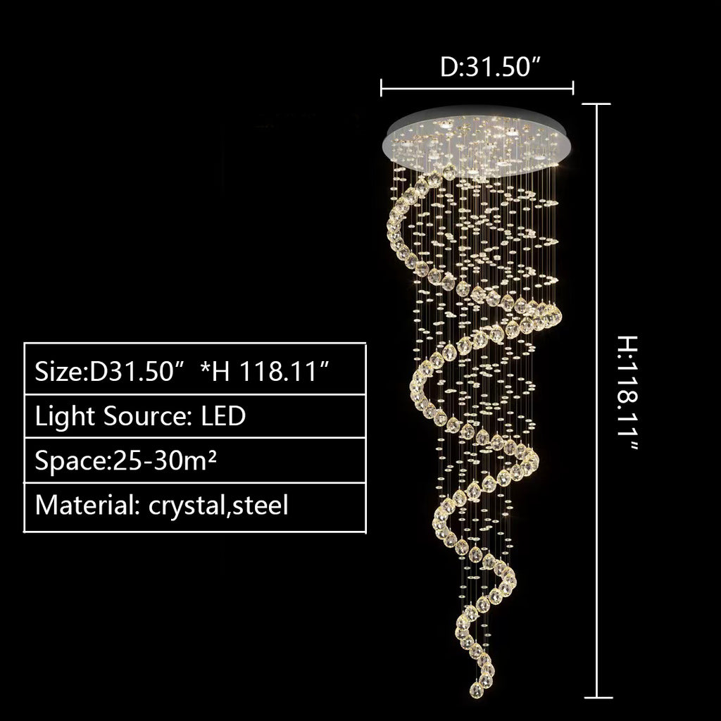 oversized D31.50inch*H118.11inch long crystal chandelier.linear gold pendent foyer/stairwell/villa dining room/living room/entrance hotel hall